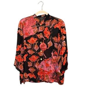 CITRON Santa Monica 100% silk novelty print floral bottom down size M